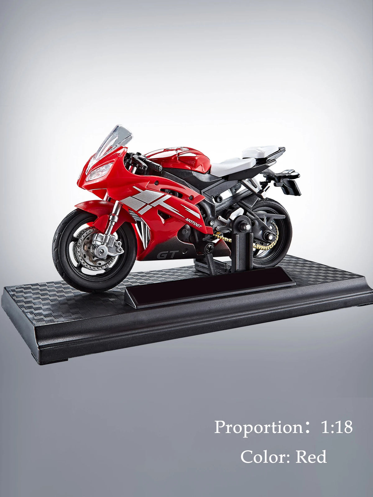 Motorcycle DieCast Model 1:18 Toy Car,  Collectible Model With Ornament Base Rotating Rubber Tires Kids Gifts