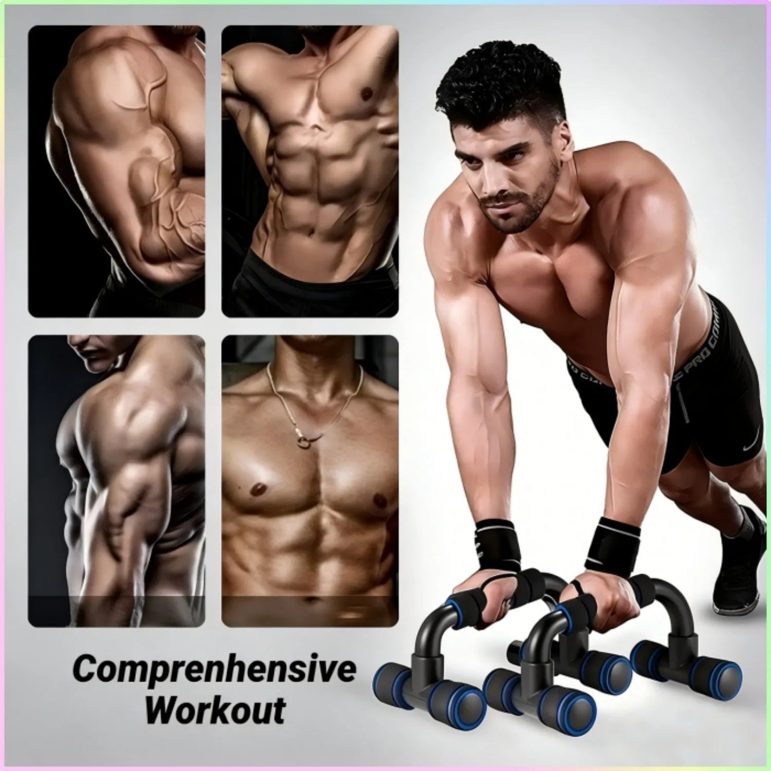 Push Up Bars Workout Equipment, Non-Slip Push Up Stands for Home Gym Fitness, Strength Training Exercise Bars for Men and Women
