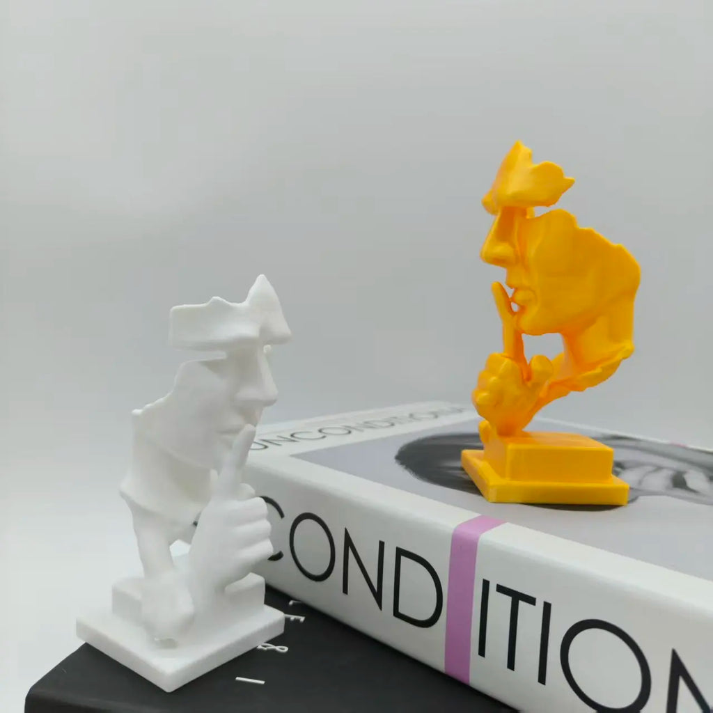 Thinker Statue, Silence Is Golden Abstract Art Statue, 3D Printed Durable Plastic, Modern Plastic Home Sculpture, Minimalist Design High-Quality Ornament, Home Office Desktop Decoration, Christmas Easter Halloween Creative Gi
