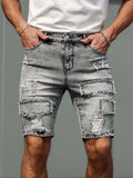 Men's Vintage Ripped Denim Shorts - Loose Streetwear