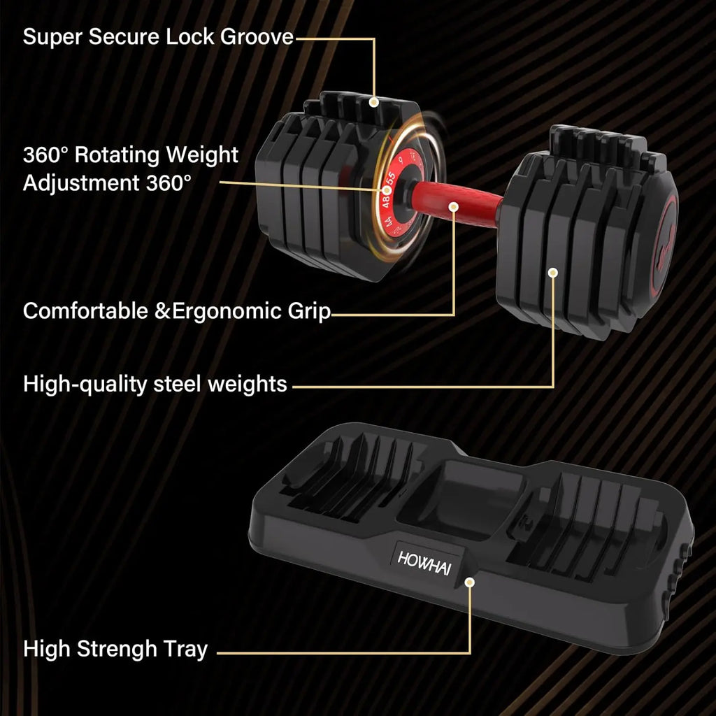 55lb Adjustable Dumbbell, 10 in 1 Hand Adjustable Weights Dumbbell with Anti-Slip Texture Handle, Exercise & Fitness, Custom