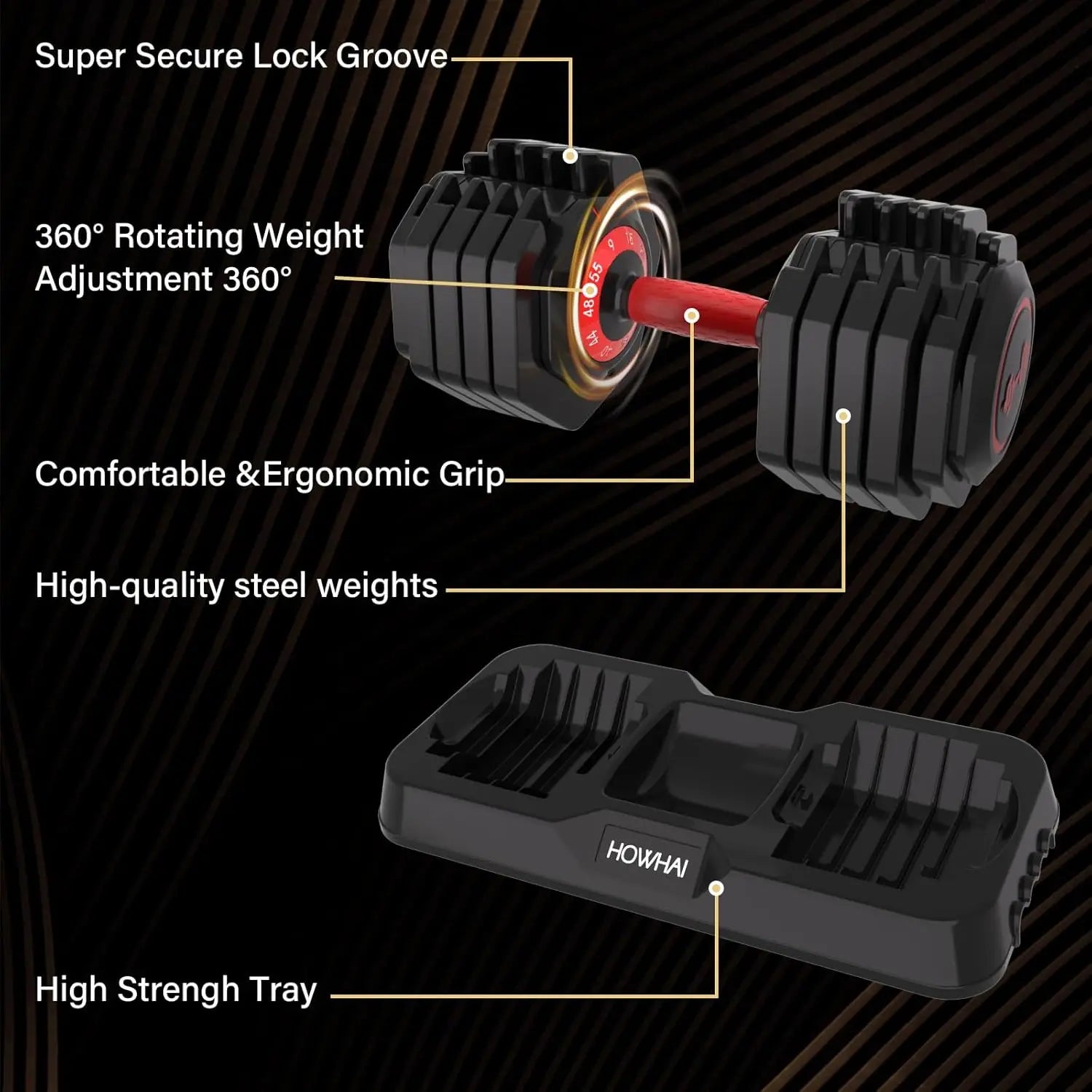 55lb Adjustable Dumbbell, 10 in 1 Hand Adjustable Weights Dumbbell with Anti-Slip Texture Handle, Exercise & Fitness, Custom