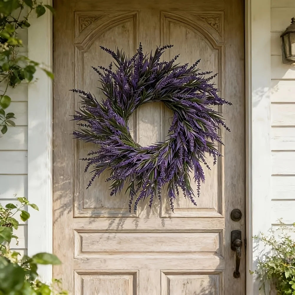 60cm Artificial Lavender Wreath for Spring and Multi-Season Door Decor