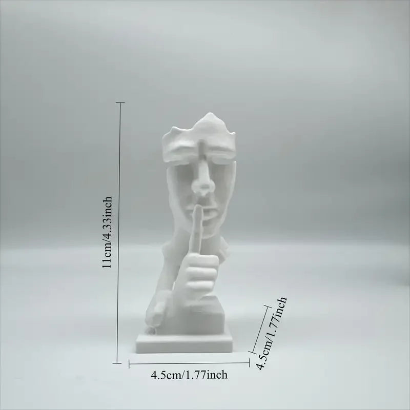 Thinker Statue, Silence Is Golden Abstract Art Statue, 3D Printed Durable Plastic, Modern Plastic Home Sculpture, Minimalist Design High-Quality Ornament, Home Office Desktop Decoration, Christmas Easter Halloween Creative Gi