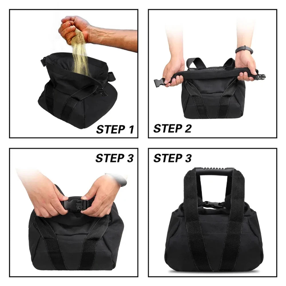 Adjustable 5-20kg Soft Kettlebell Sandbag with Handle,Heavy Canvas Non-Slip Grip,Quiet Slam Ball Substitute for Core Squat& Home