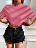 Ribbed Knit Oversized Drop Shoulder Crop Top