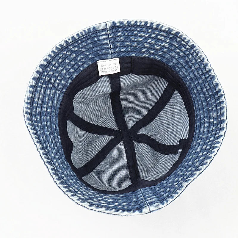 Washed Denim Bucket Hat Women Fisherman's Hat Bucket Hat Unisex Bob Caps Hip Hop Gorros Men Panama Windproof Bucket Hat Outdoor