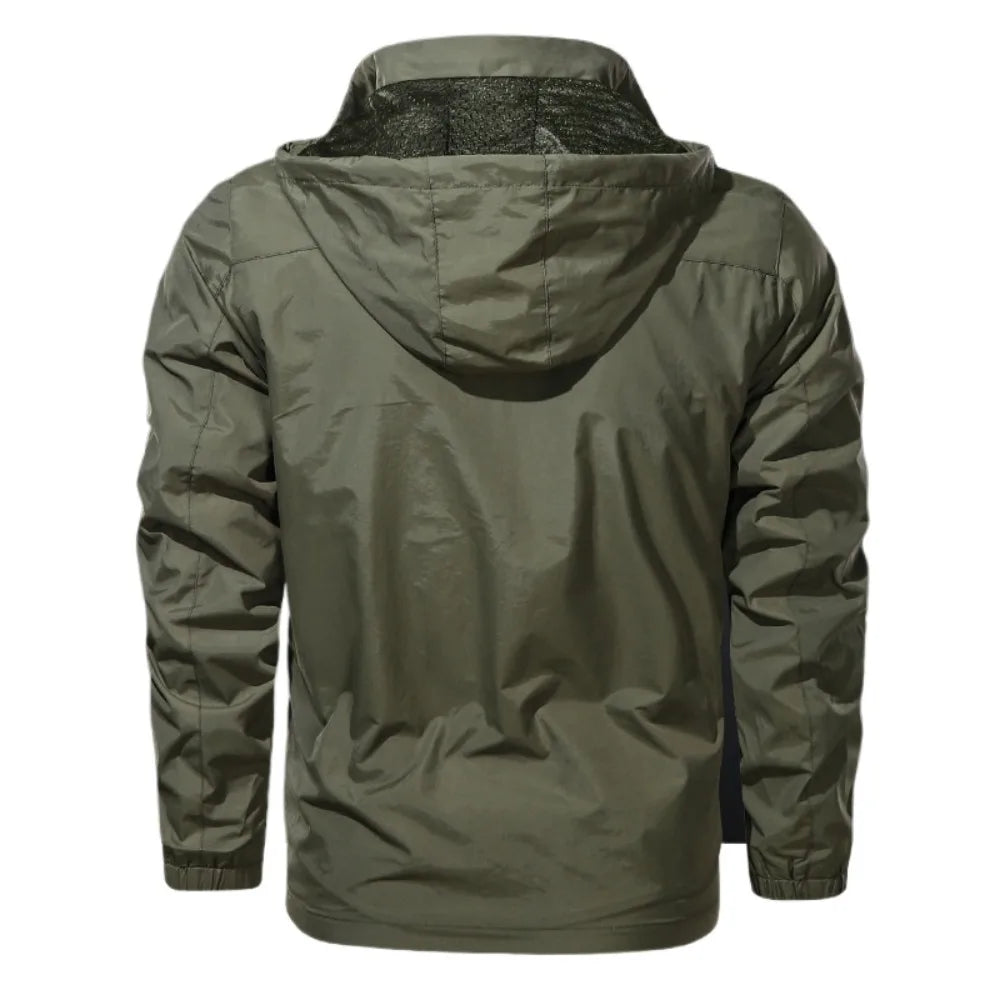 Coupe-vent Homme Veste Tactique Imperméable Manteau Extérieur à Capuche Sports Militaire Randonnée Mince Vêtement d'Extérieur Manteau Streetwear