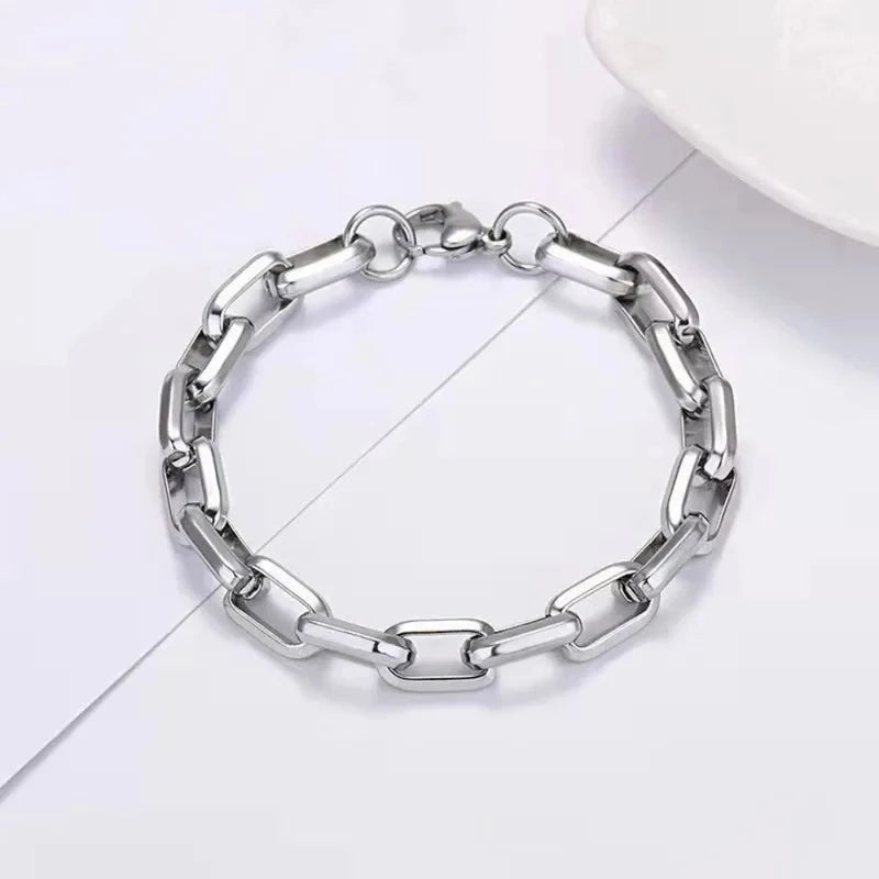 Mens Thick Cuban Chain Bracelet Stainless Steel Hop Punk Industrial Hand Vintage Trendy Jewelry
