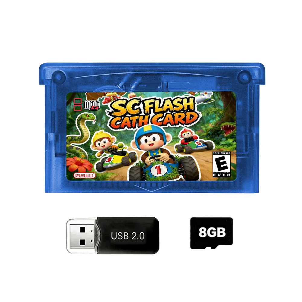 5000 in 1 Retro Games Cartridge New SCFW V2.0 GBA Flash Card with 8G TF Card RTC Flash for GBA/GBA SP/NDS Handheld Game Console