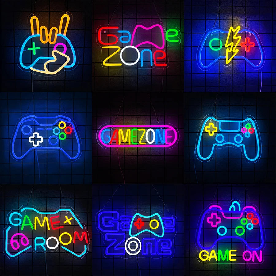 Game Zone LED Neon Sign color options