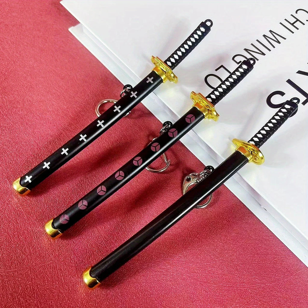 6inch Metal Roronoa Zoro Katana Fake Sword Steel Anime Zoro Ninja Knife Real Japanese Katana Original Samurai Sabre Toy Gift