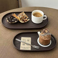 Walnut wood grain oval serving tray
