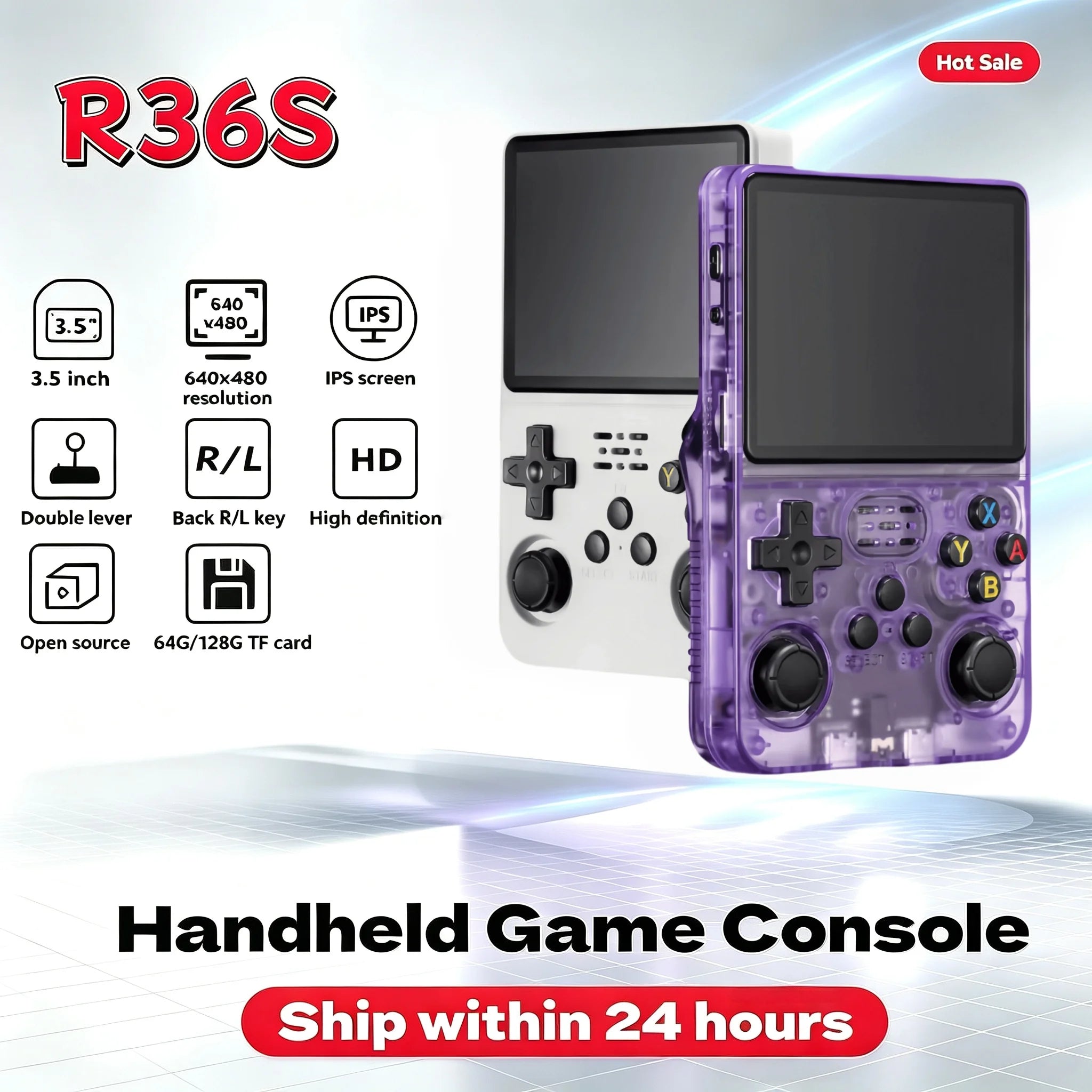 Retro R36S Handheld Video Game Console 3.5 Inch IPS Screen 128GB Games Portable Pocket Player Linux System