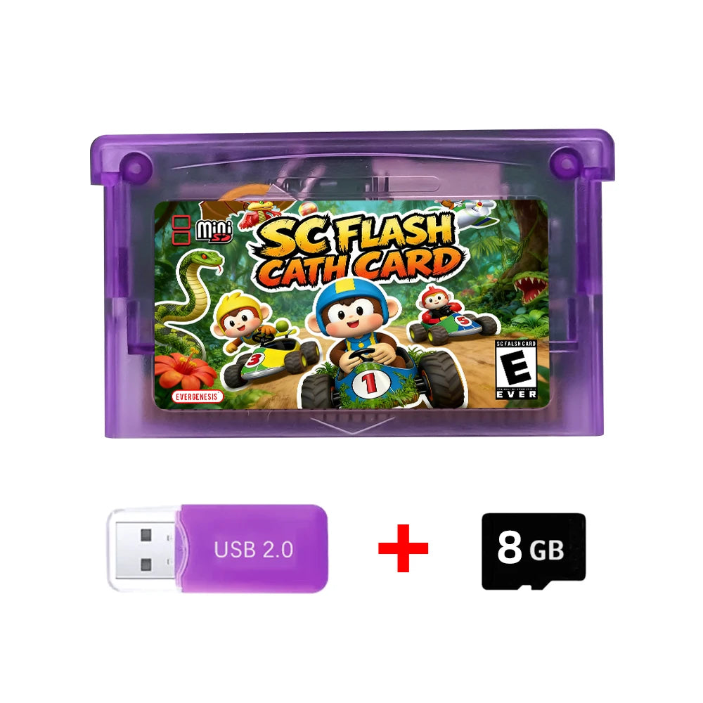 5000 in 1 Retro Games Cartridge New SCFW V2.0 GBA Flash Card with 8G TF Card RTC Flash for GBA/GBA SP/NDS Handheld Game Console