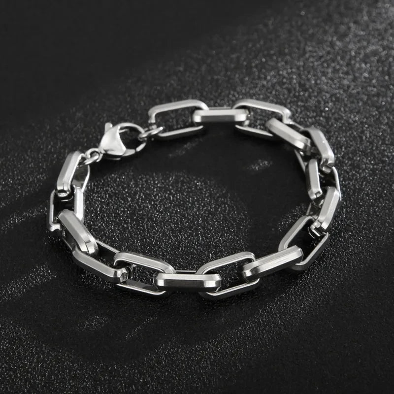 Mens Thick Cuban Chain Bracelet Stainless Steel Hop Punk Industrial Hand Vintage Trendy Jewelry
