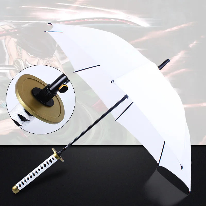 Anime Roronoa Zoro Katana Umbrella Sword Longhand Black Parasol One Piece Knife Real Size Japanese Katana Sabre Umbrella Raincoa