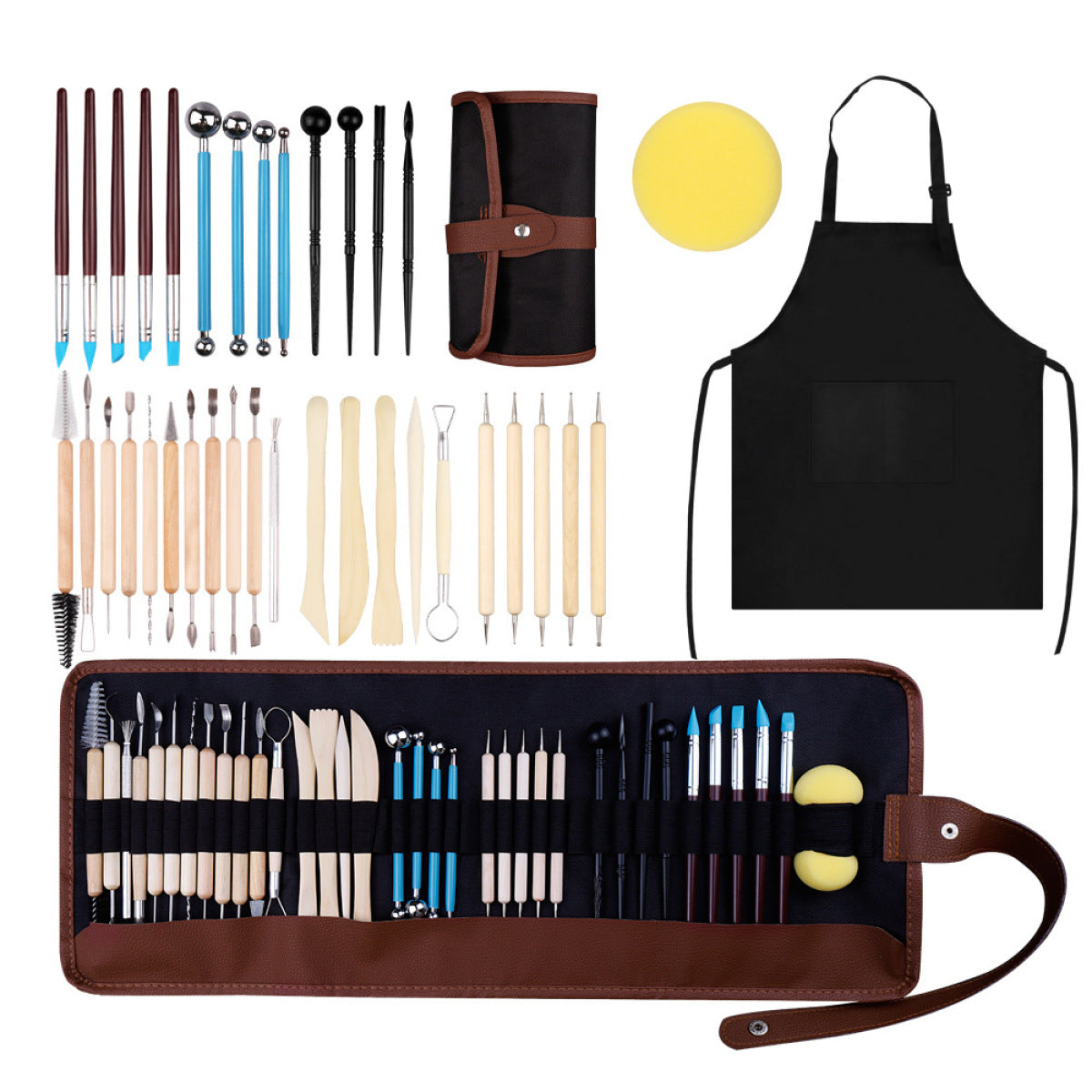 Clay Sculpting Tools Kit – 37-Piece Set with Roll-Up Case