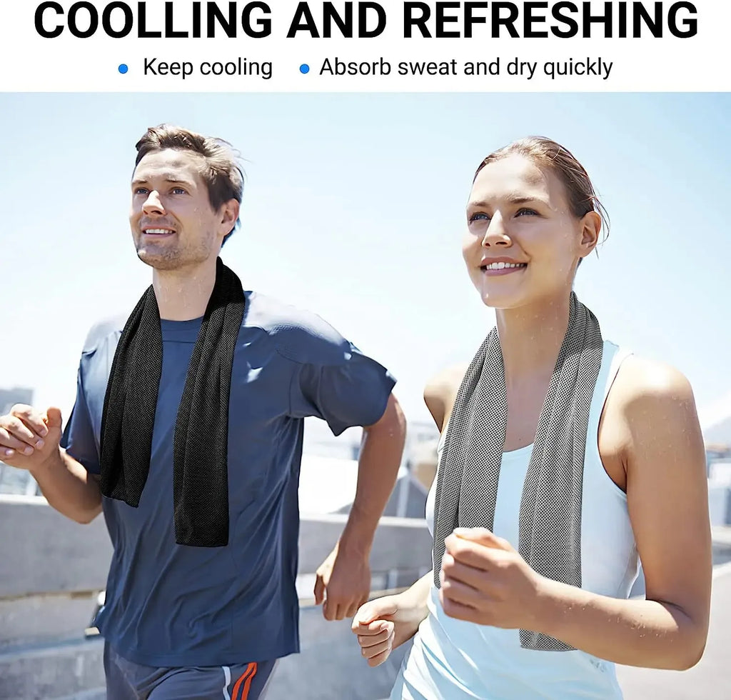 Cooling towel around neck during workout