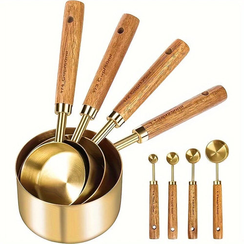 8-Piece Copper-Tone Measuring Cups & Spoons Set