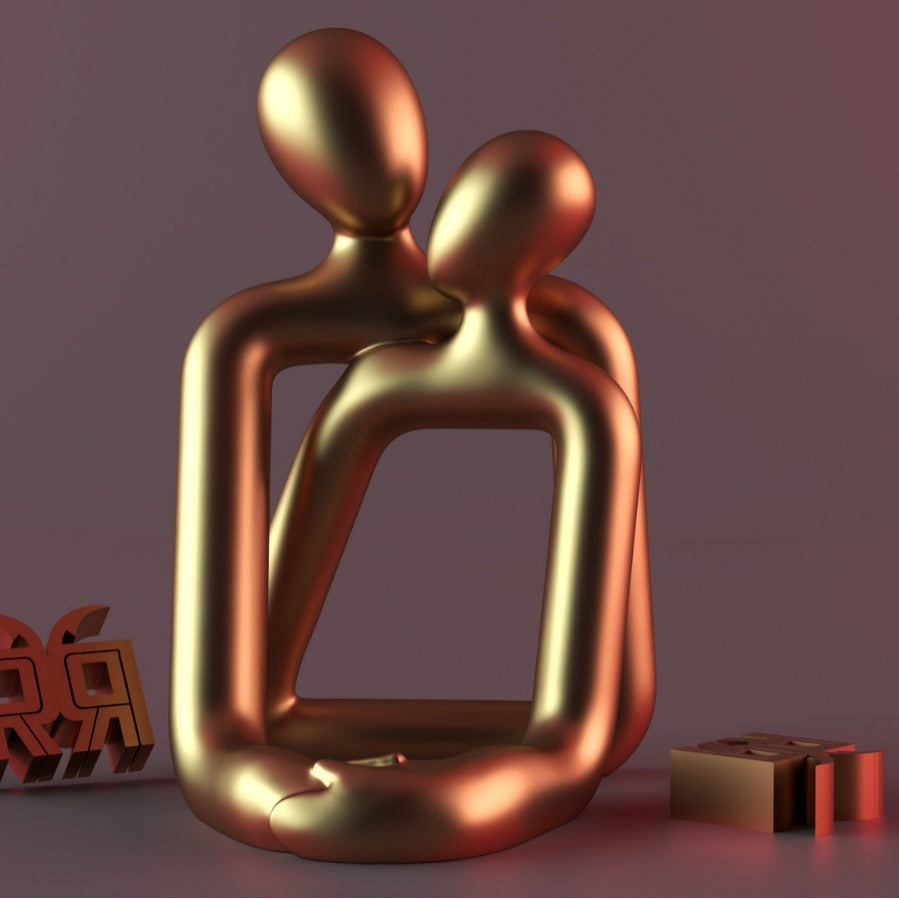 Heartwarming Loving Couple Resin Statue detail