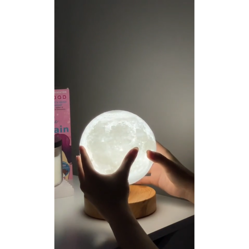 Floating Levitating Moon Lamp glowing