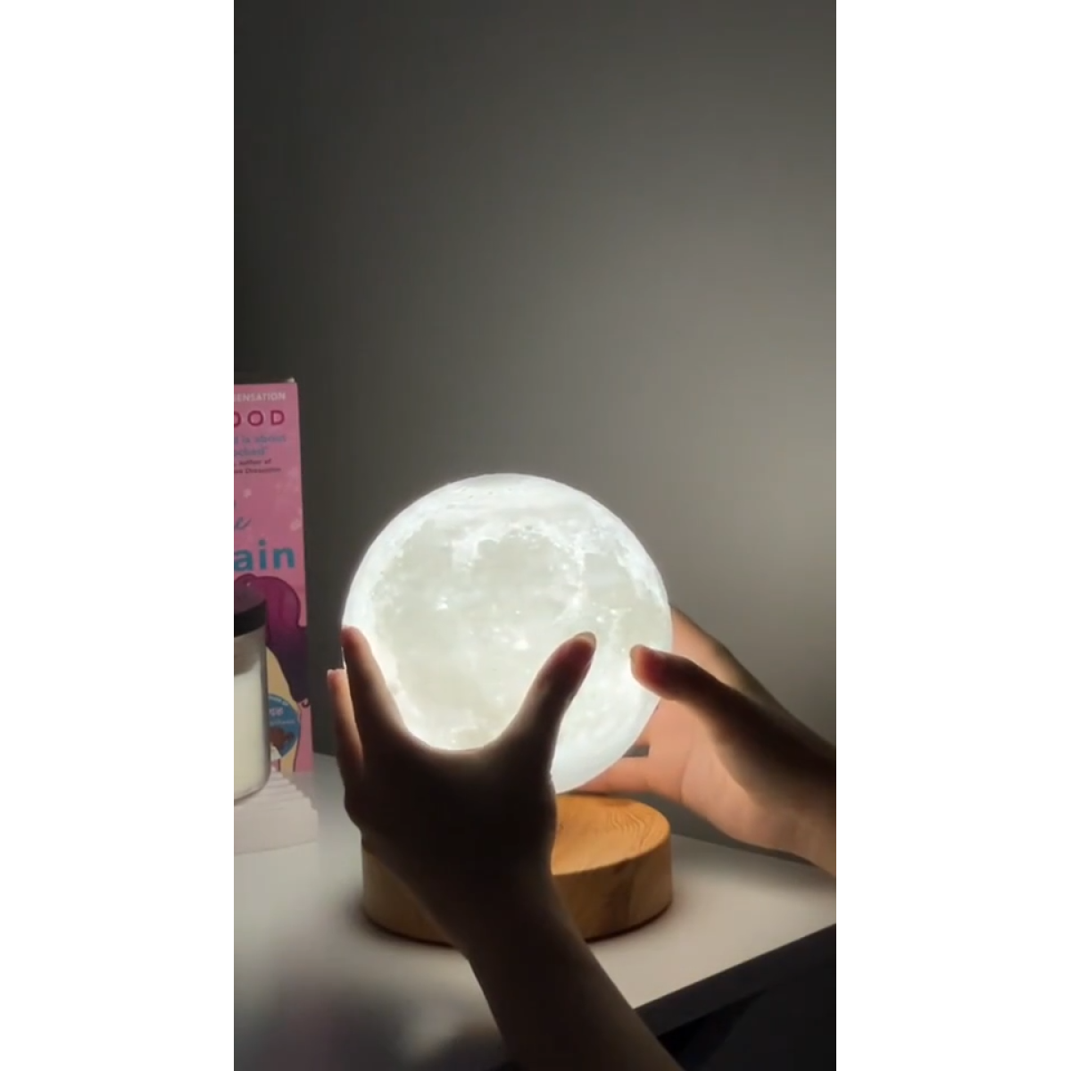 Floating Levitating Moon Lamp glowing